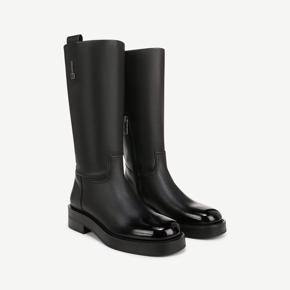 Trevi Black Leather Franco Sarto Mid Calf Boot
