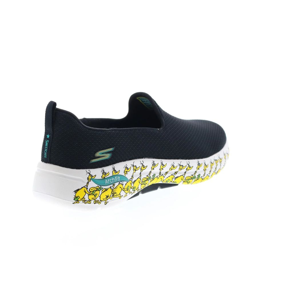 124850 Skechers Go Walk Arch Fit Green Belly Dr. Seuss Womens Black Athletic Shoes