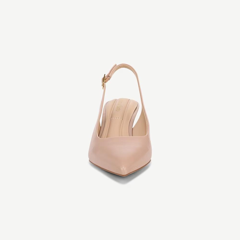 Tessa Sand Franco Sarto Wedge Leather Slingback Pumps