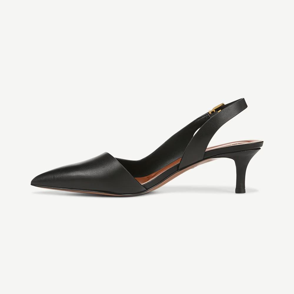 Kimberly Black Leather Franco Sarto Slingback Pumps
