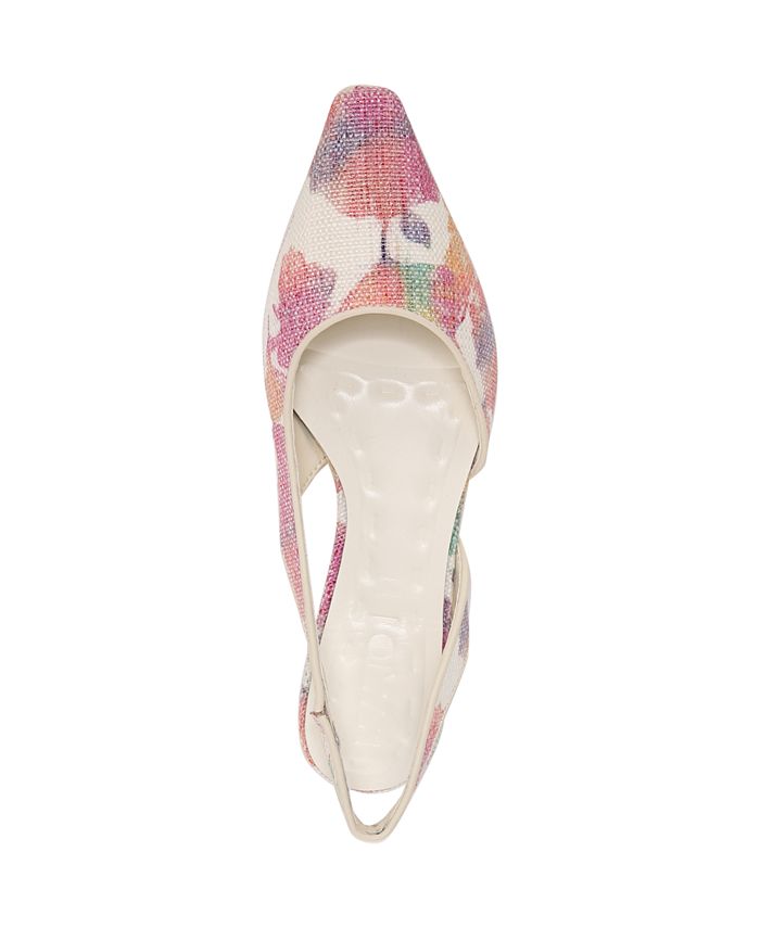 Riva Floral White Fabric Franco Sarto Slingback Flats