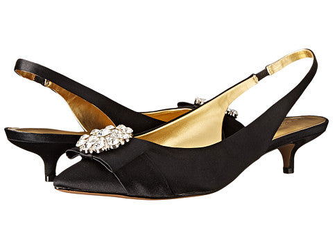 Axyel Black Satin Nine West Slingback Pumps