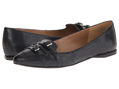 Sanchia Black Leather Nine West Flats