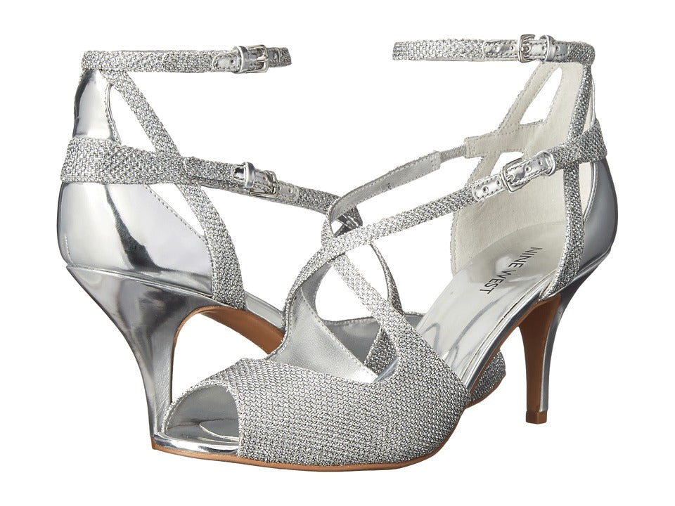 Ovidia Silver Fabric Nine West Sandals