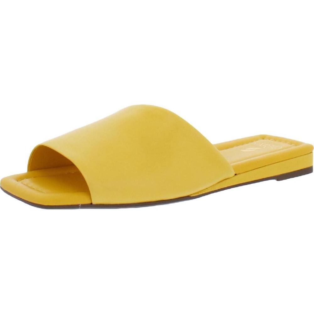 Bordo Yellow Leather Franco Sarto Flat Slide Sandals
