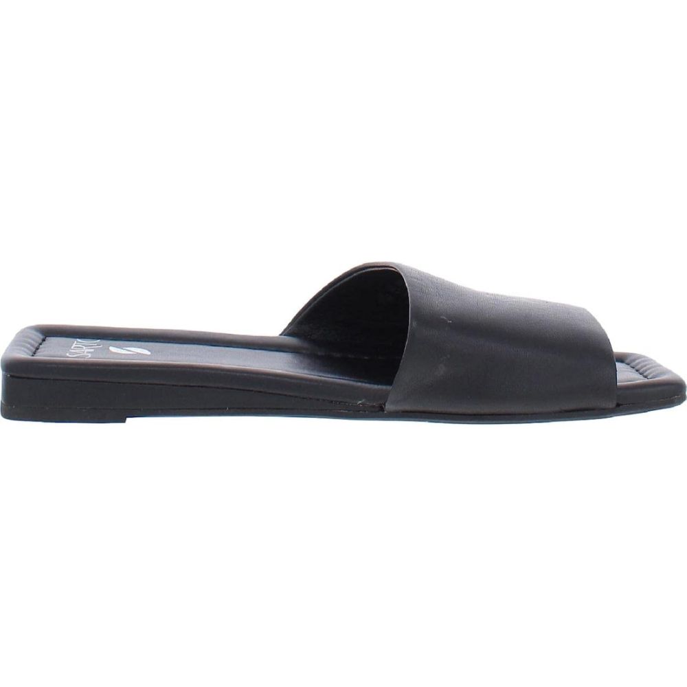 Bordo Black Leather Franco Sarto Flat Slide Sandals