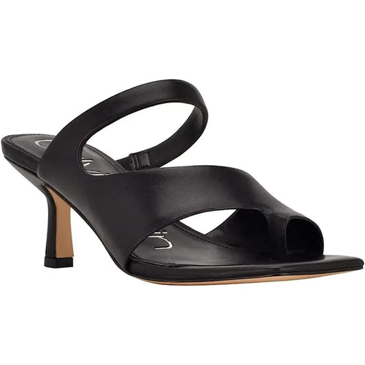 Calvin Klein Women's FIMA Black Leather Heeled Sandal