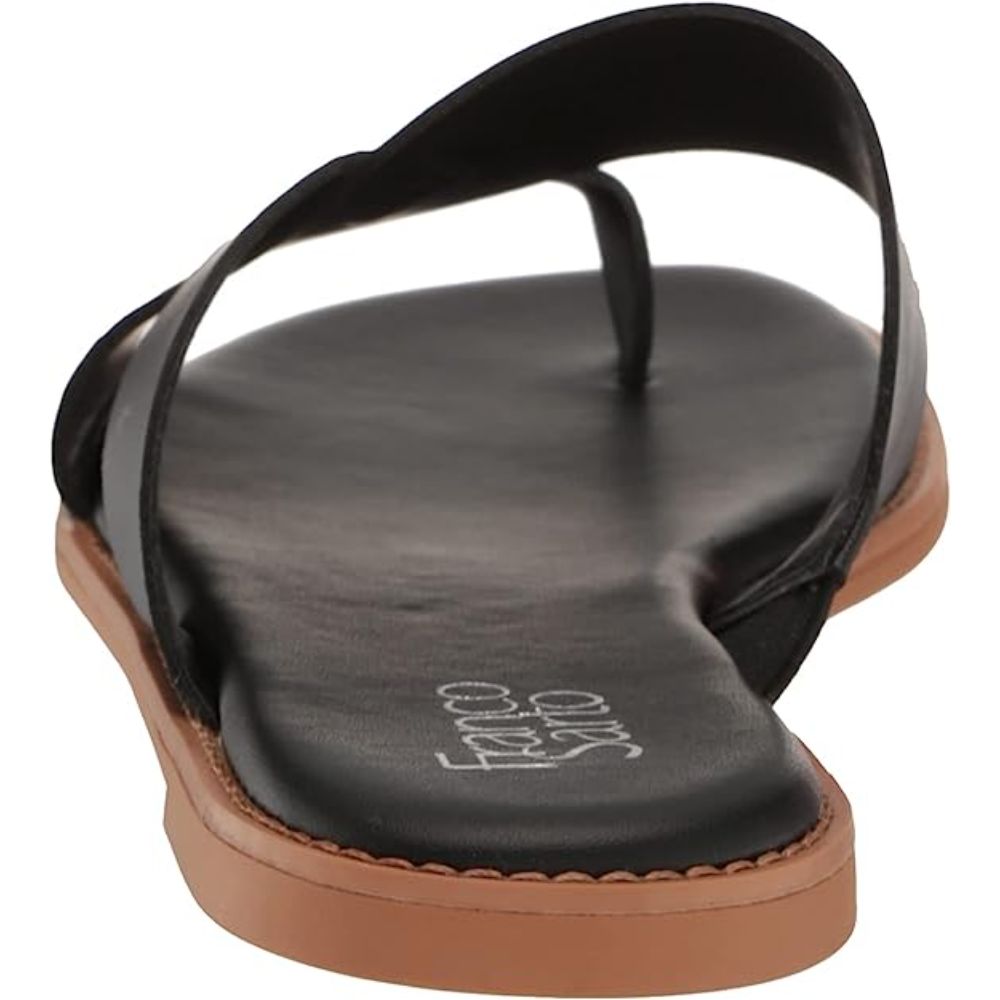 Jenice Black Leather Franco Sarto Slide Sandals