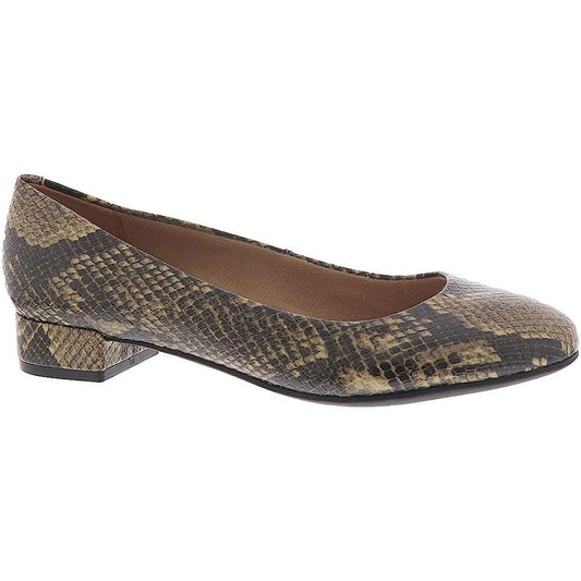 Easy Spirit Bell Taupe Snake Womens Slip On Ballet Flat