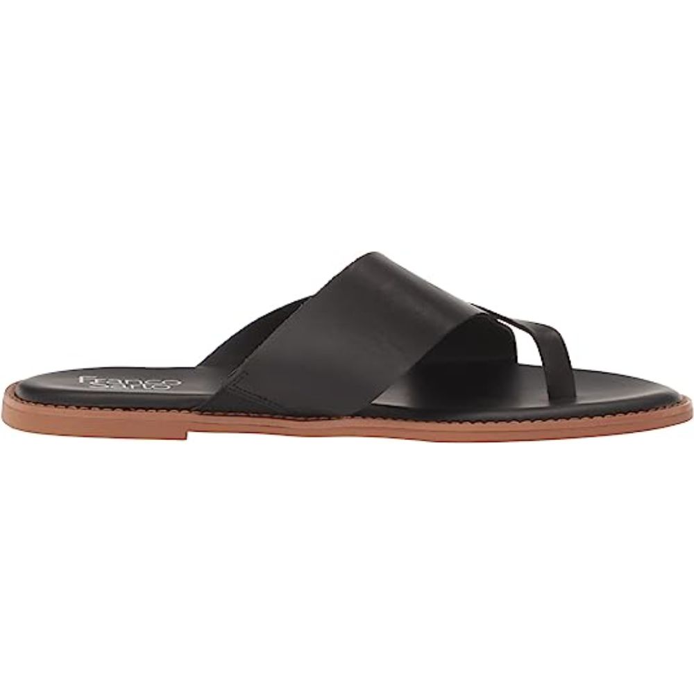 Jenice Black Leather Franco Sarto Slide Sandals