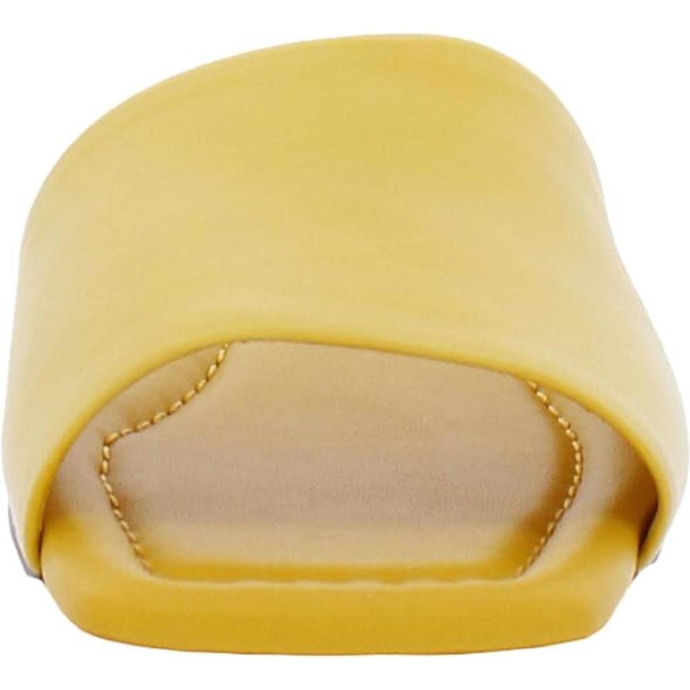 Bordo Yellow Leather Franco Sarto Flat Slide Sandals