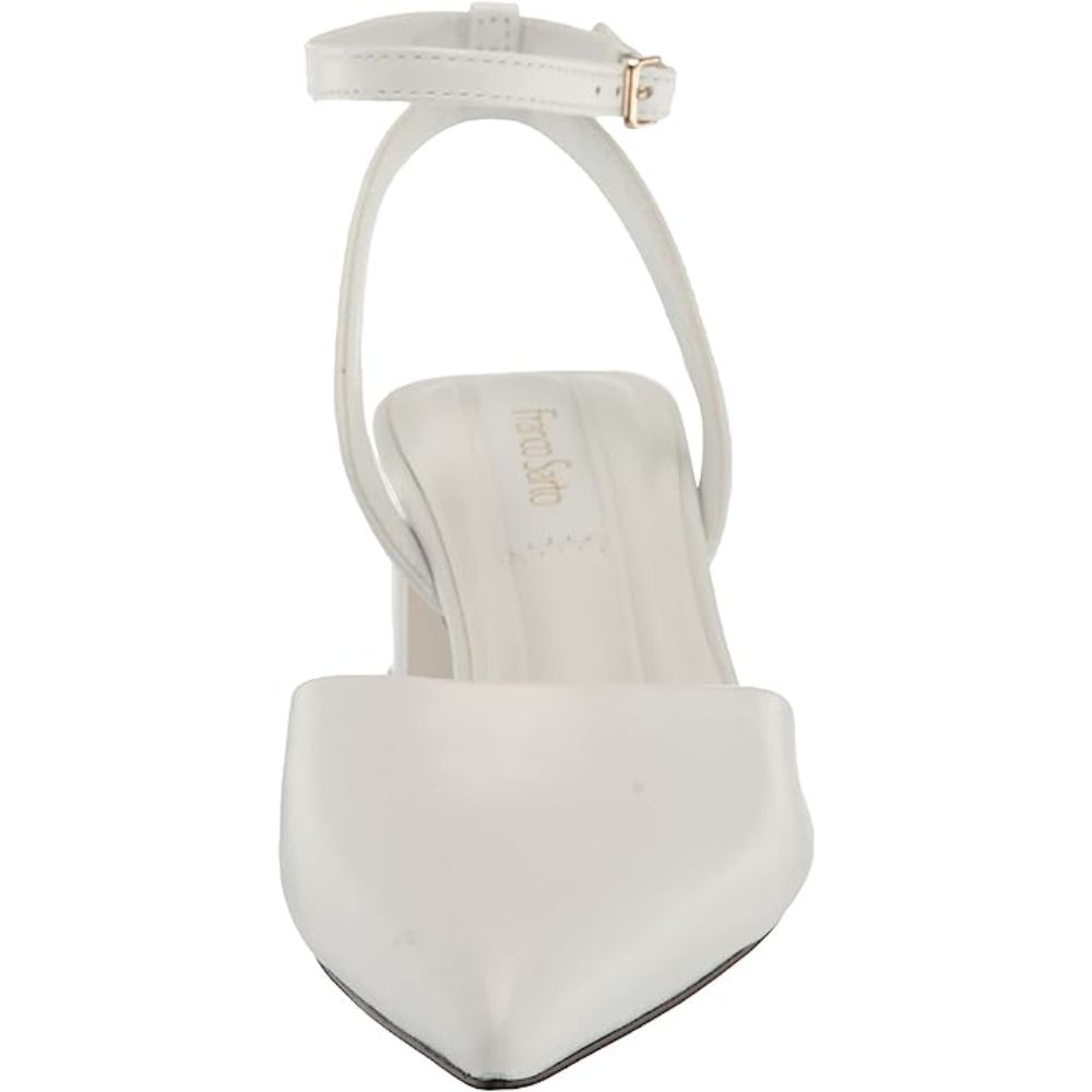 Franco Sarto Women's Naya White Leather Pointed Toe Pumps