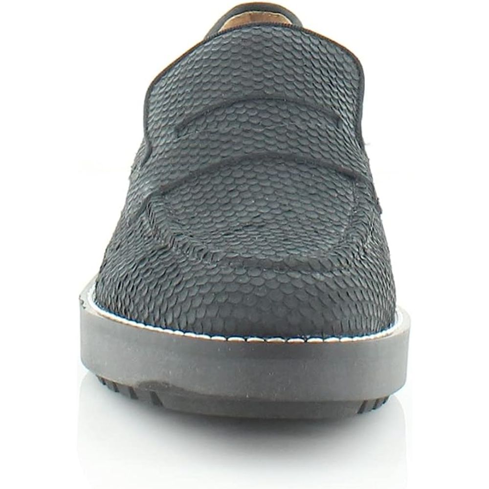 Tivoli Black Snake Embossed Nubuck Franco Sarto Loafers