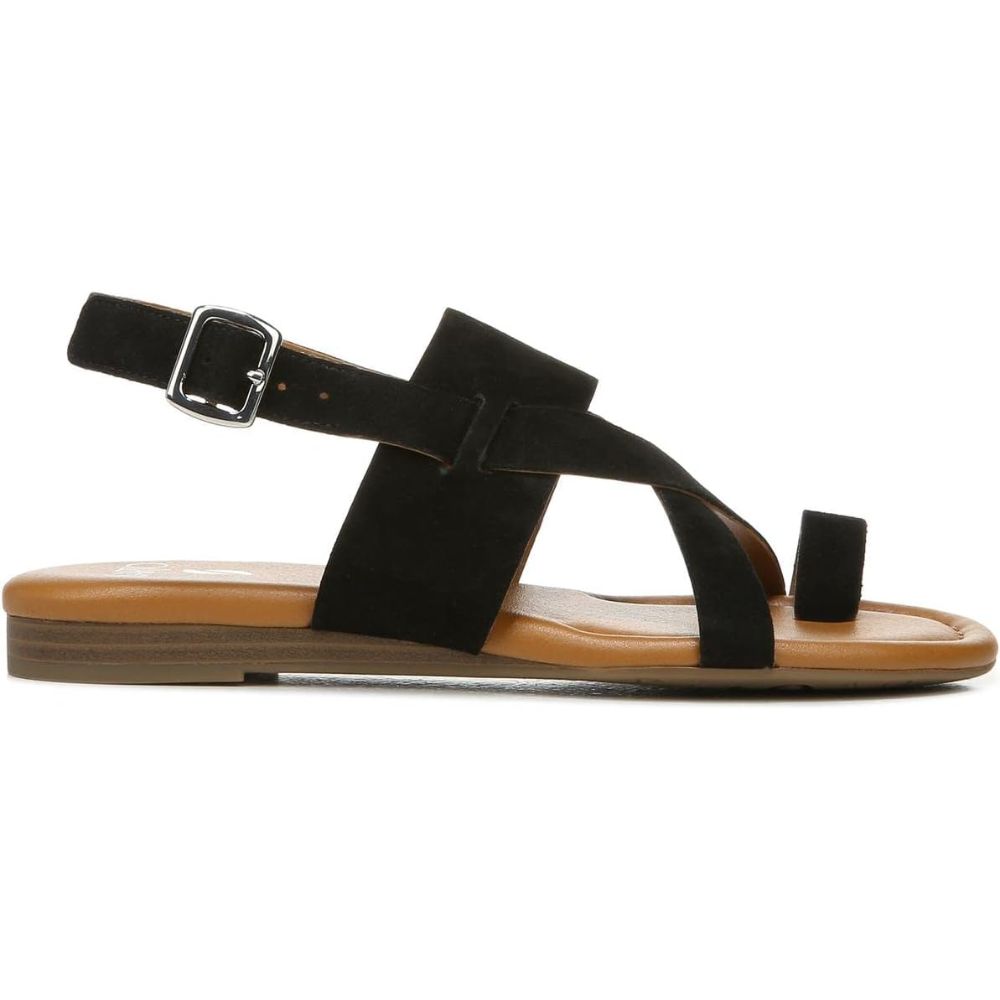 Gia Black Suede Franco Sarto Flat Sandals