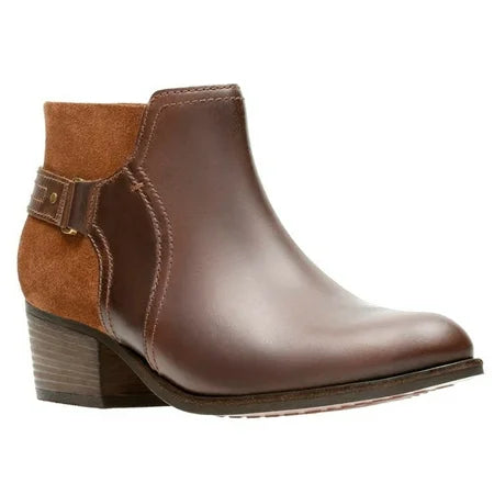 Clarks Women's Maypearl Lilac Dark Tan Combi Ankle Boots