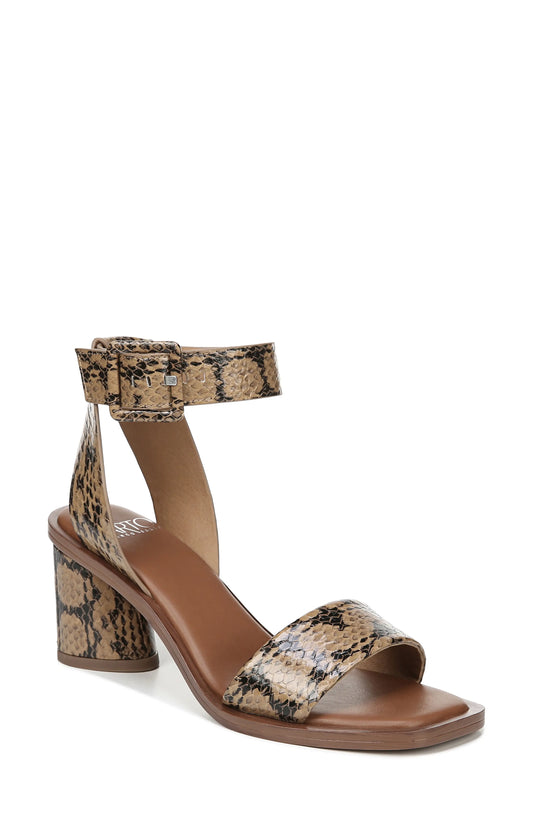 Risa Brown Leather Franco Sarto Ankle Strap Sandal