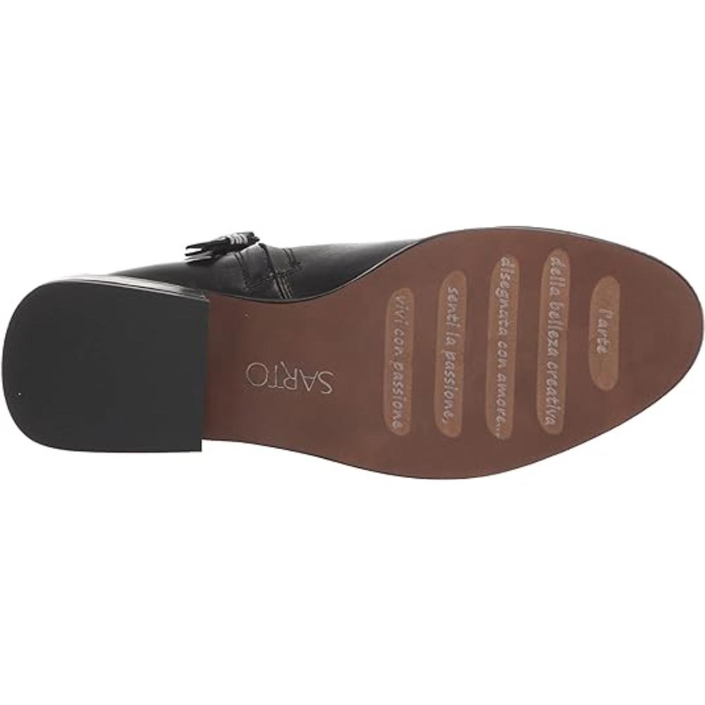 Nemi Black Leather Franco Sarto Ankle Boots