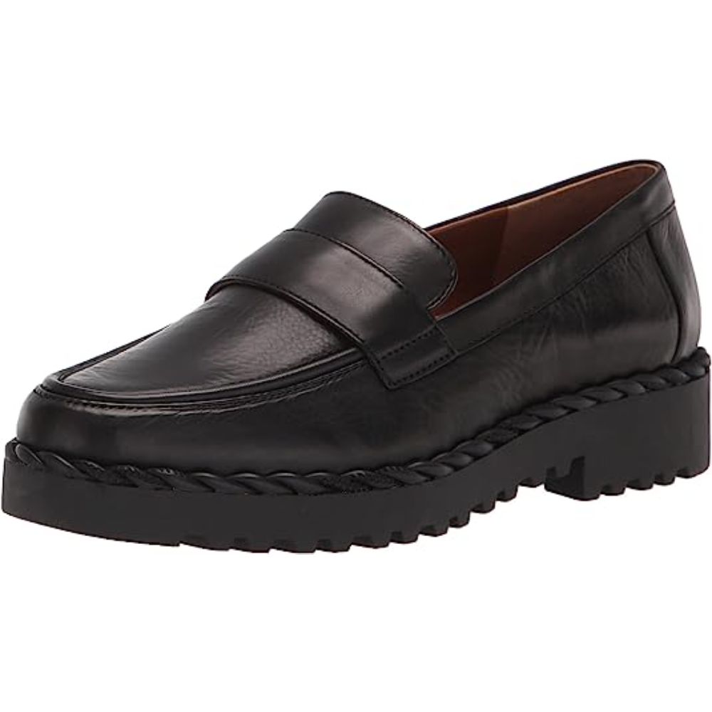 Carol Black Leather Franco Sarto Loafer Flats