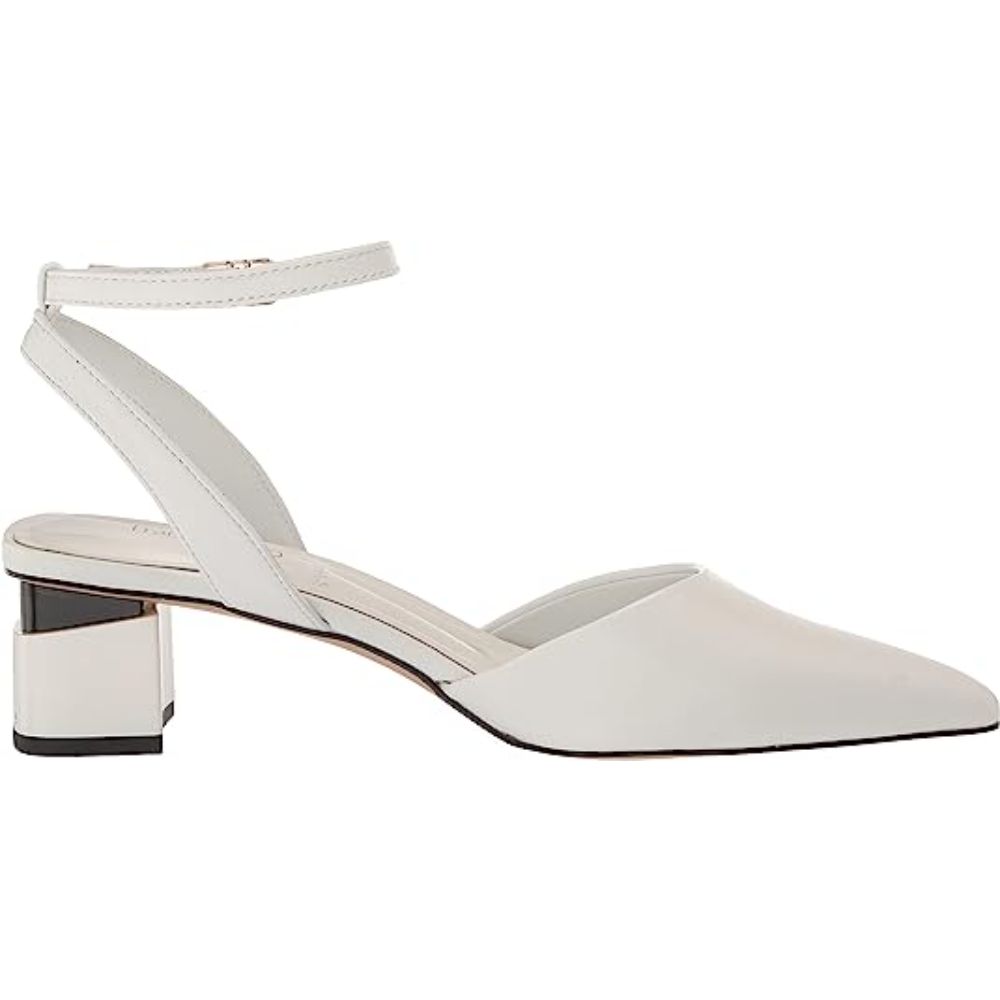 Franco Sarto Women's Naya White Leather Pointed Toe Pumps