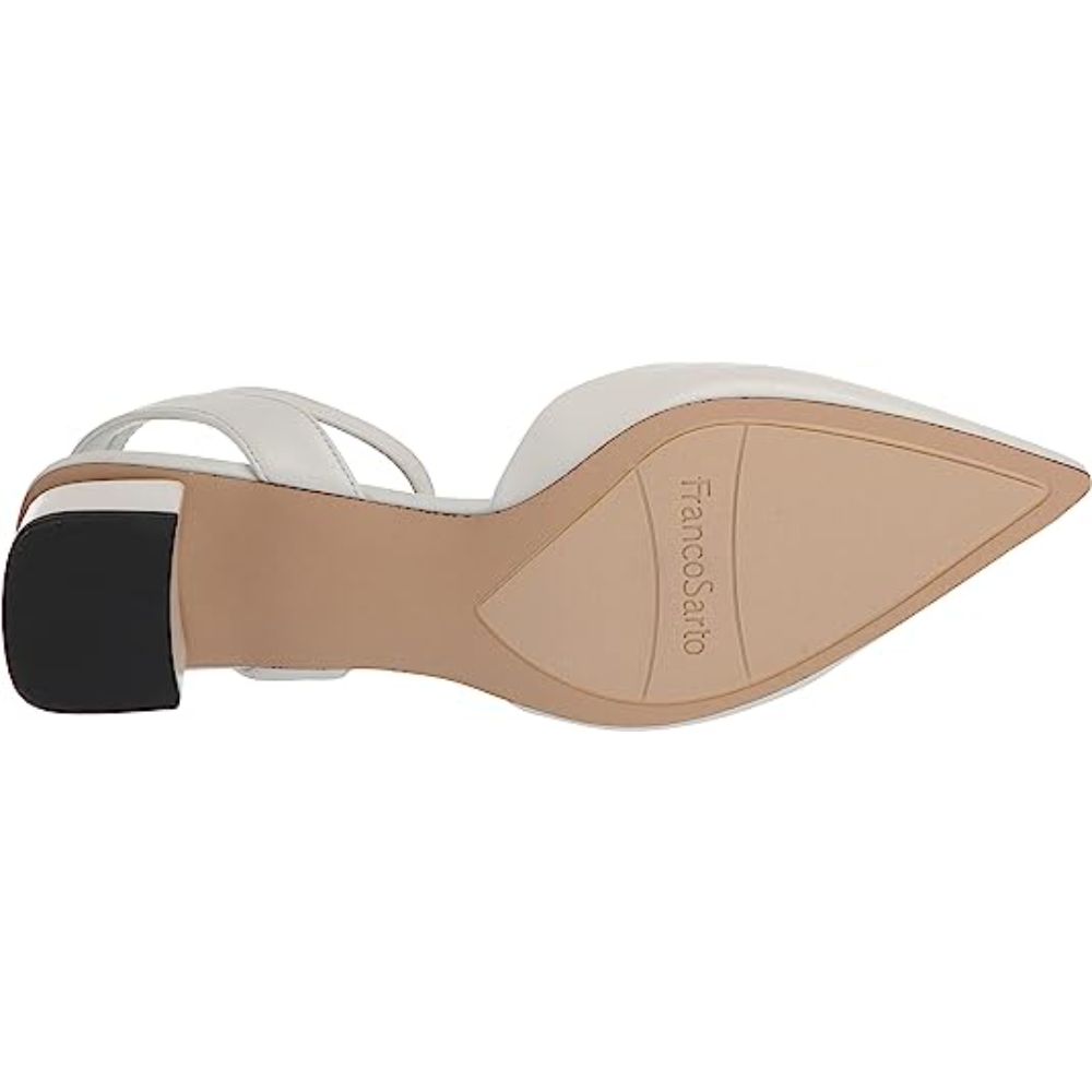 Franco Sarto Women's Naya White Leather Pointed Toe Pumps