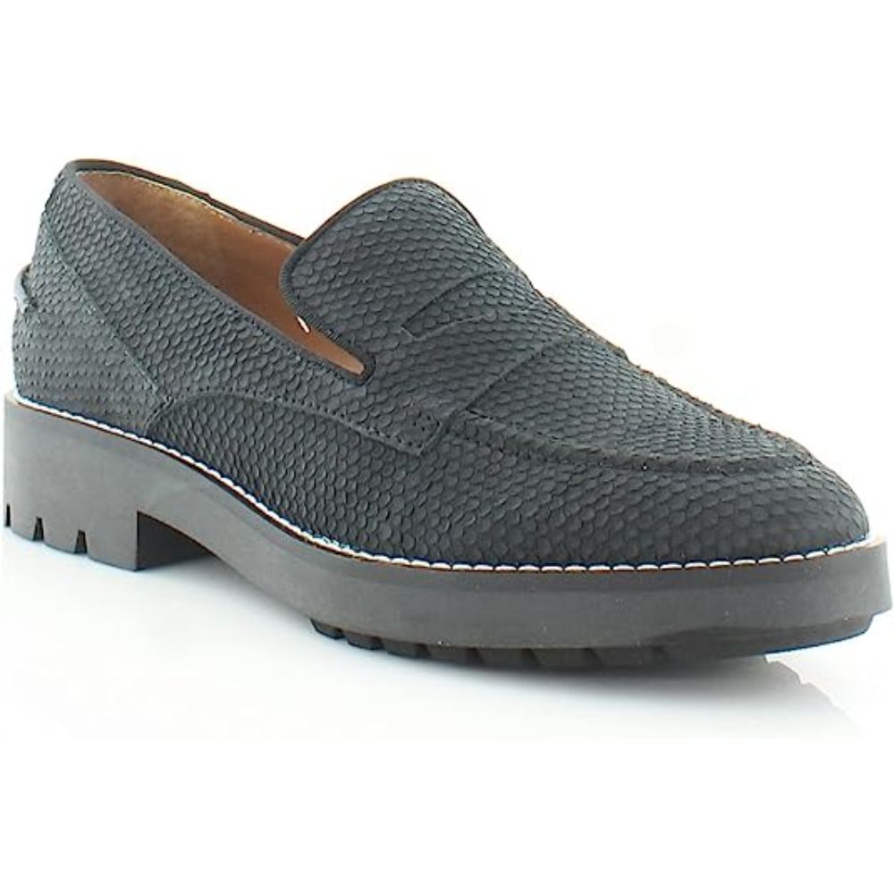 Tivoli Black Snake Embossed Nubuck Franco Sarto Loafers