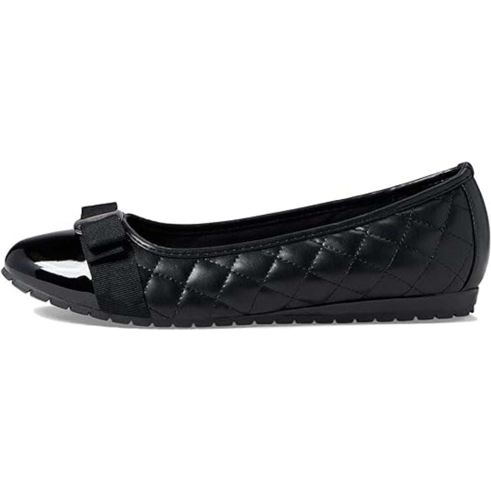 Gianna Black Quilted Leather Anne Klein Ballet Flats