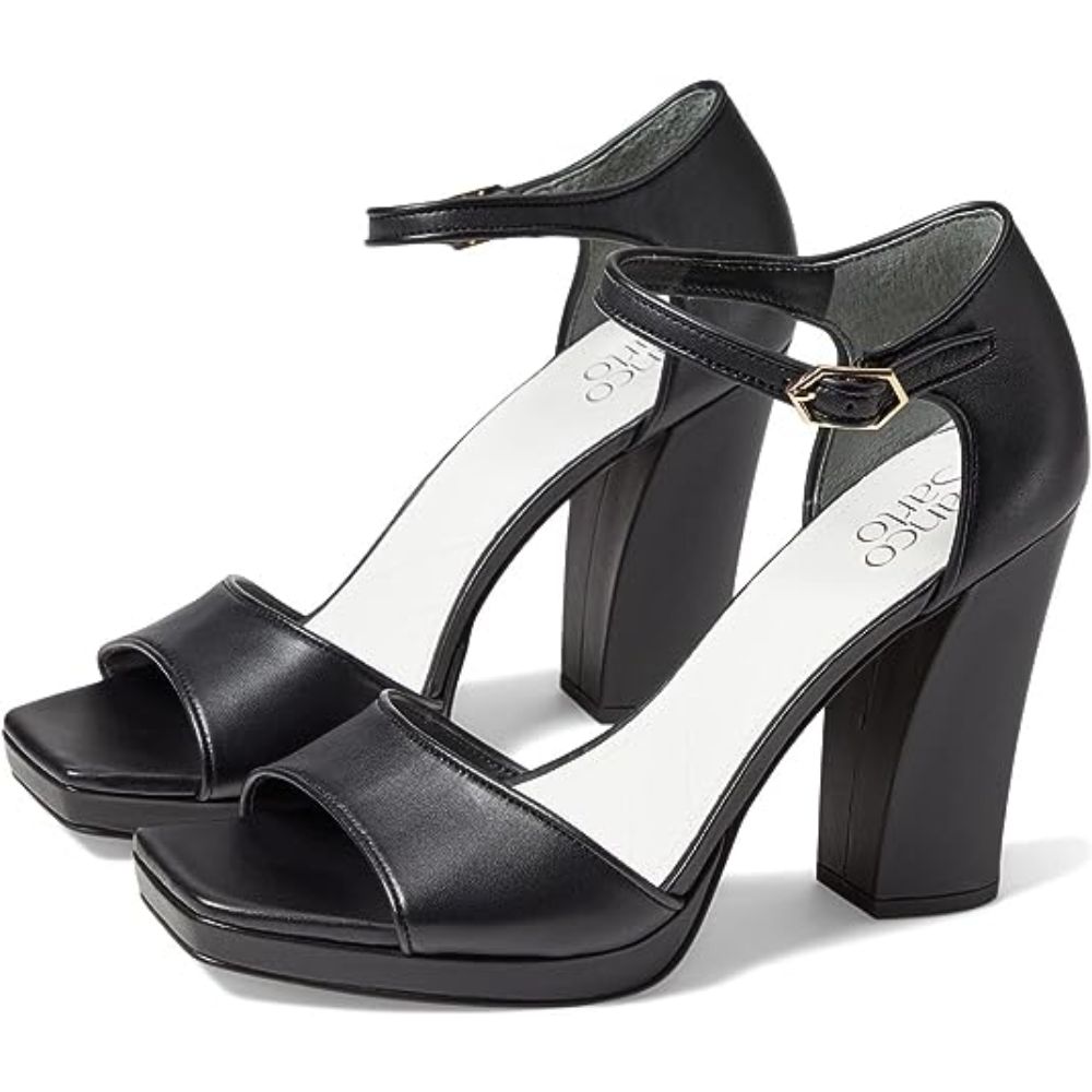 Dima Black Leather Franco Sarto Pumps