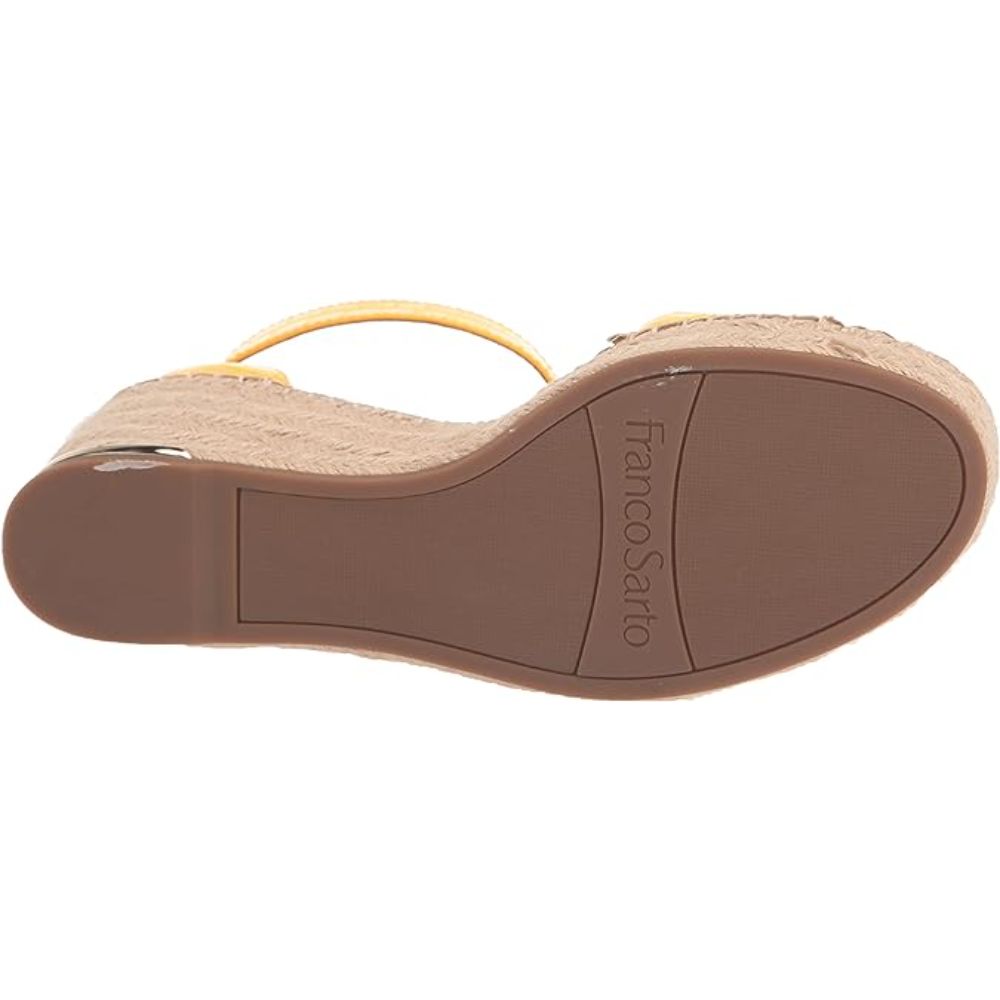 Clemens Orange Shine Crocodile Print Leather Franco Sarto Wedge Sandals