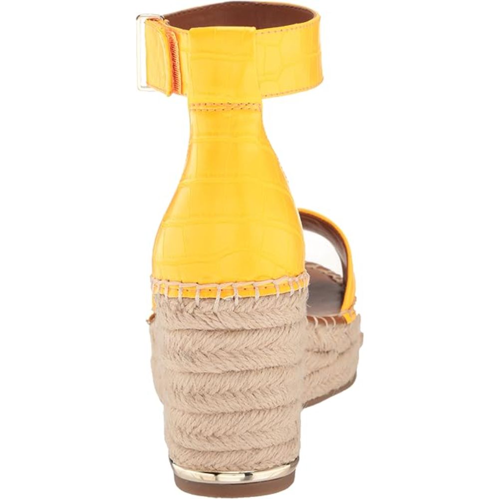 Clemens Orange Shine Crocodile Print Leather Franco Sarto Wedge Sandals