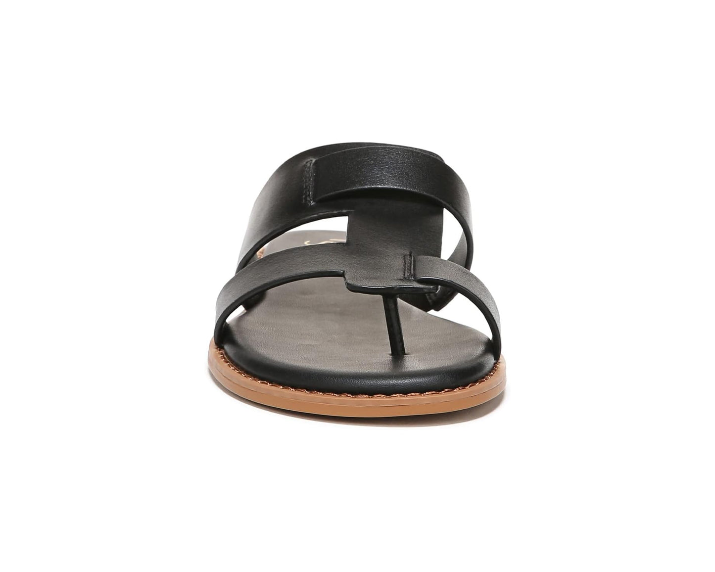 Gretta Black Leather Franco Sarto Flat Sandals