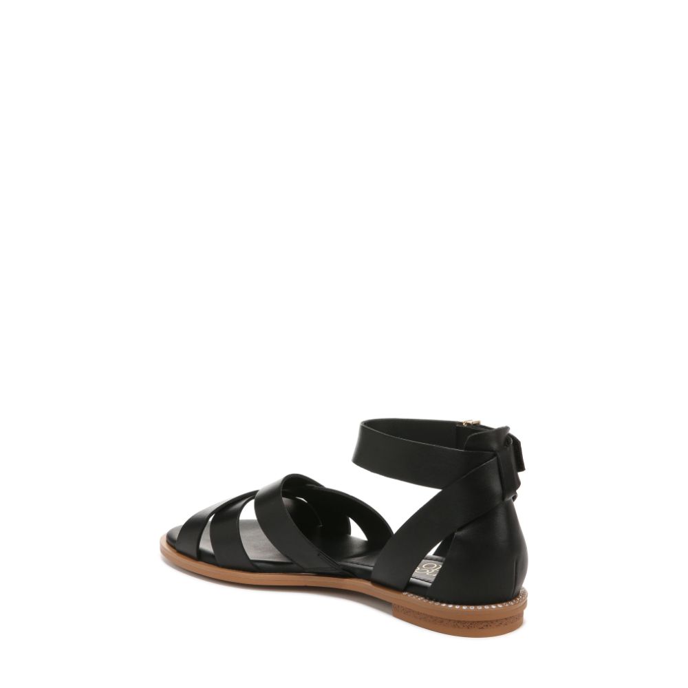 Giola Black Leather Franco Sarto Flat Sandals