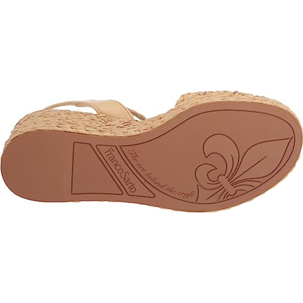 Peachy Natural Raffia Franco Sarto Wedge Sandals
