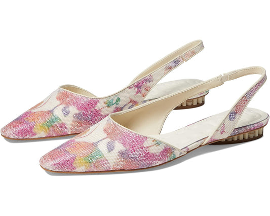 Riva Floral White Fabric Franco Sarto Slingback Flats