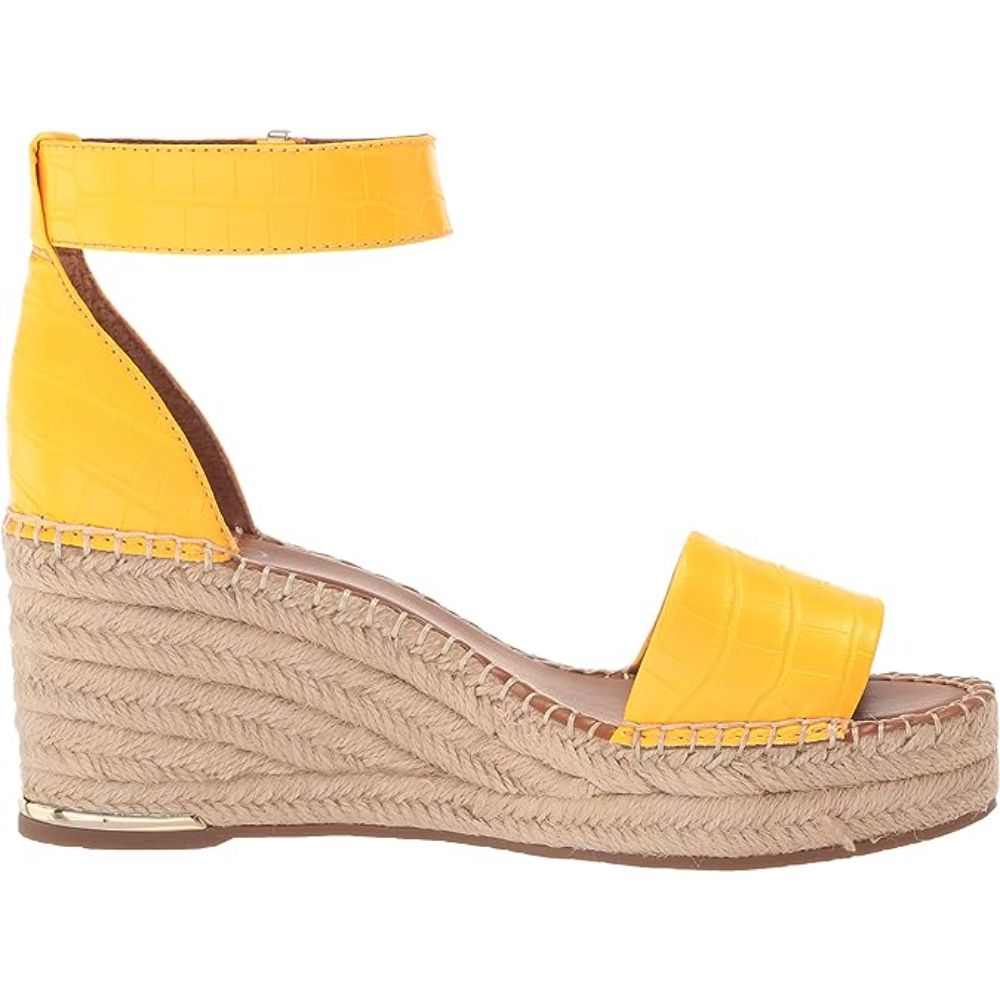 Clemens Orange Shine Crocodile Print Leather Franco Sarto Wedge Sandals