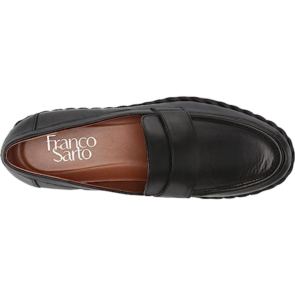 Carol Black Leather Franco Sarto Loafer Flats