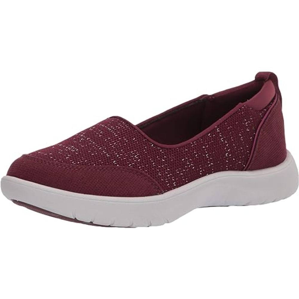 Clarks Women's Adella Blush, Burgundy Textile Ballet Flats