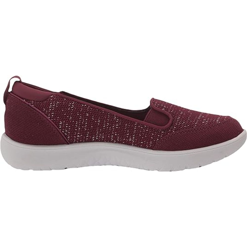 Clarks Women's Adella Blush, Burgundy Textile Ballet Flats