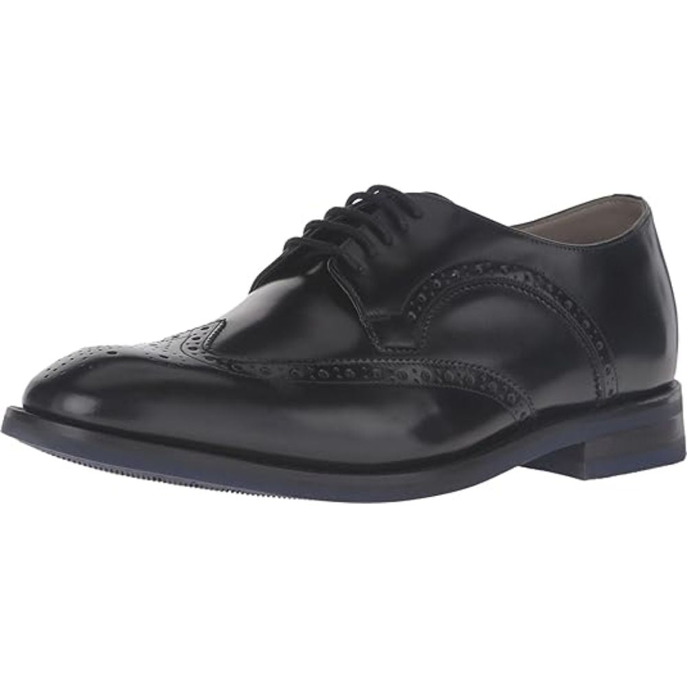 Clarks Men Swinley Limit Black Leather Oxfords