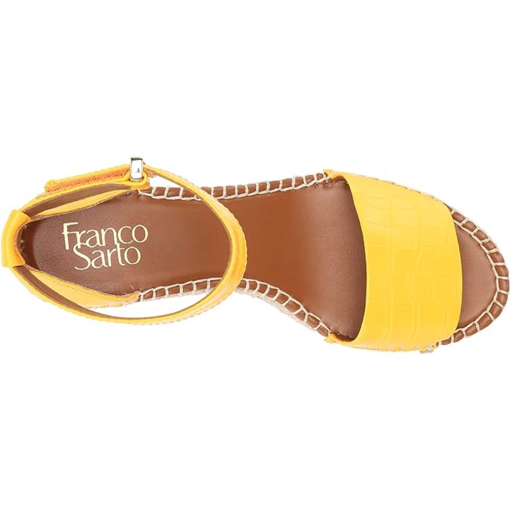 Clemens Orange Shine Crocodile Print Leather Franco Sarto Wedge Sandals