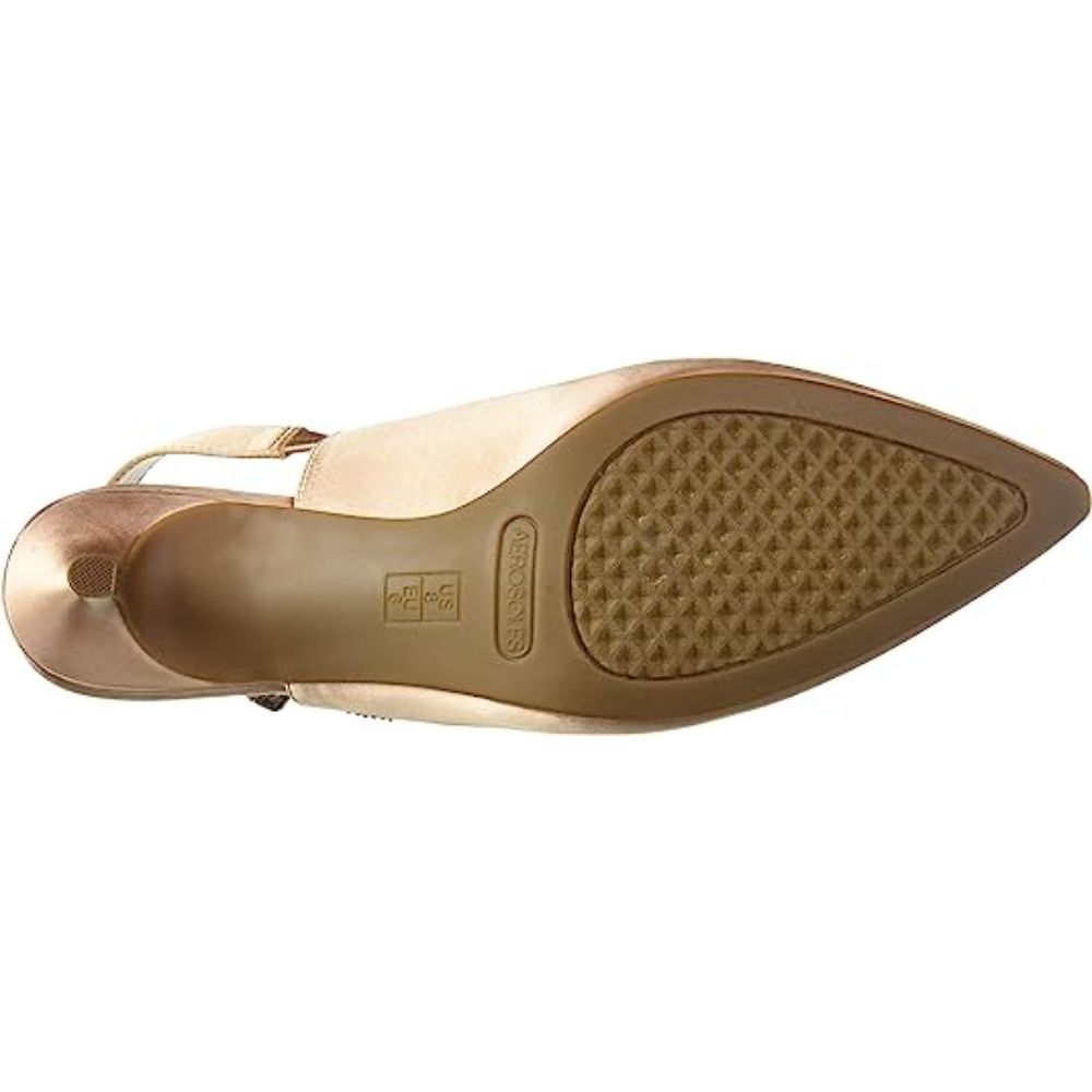 Main Frame Tan Satin Fabric Aerosoles Slingback Pumps