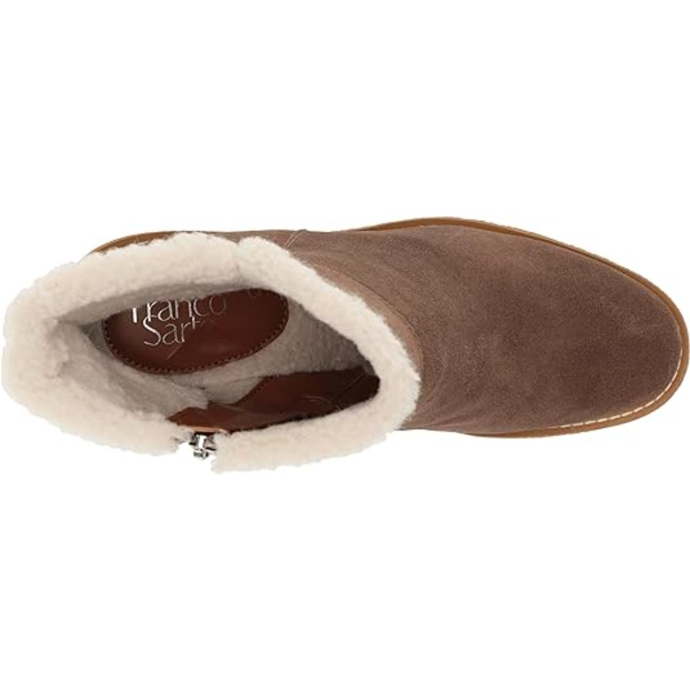 Ulayna Nogat Tan Suede Franco Sarto Ankle Wedge Boots