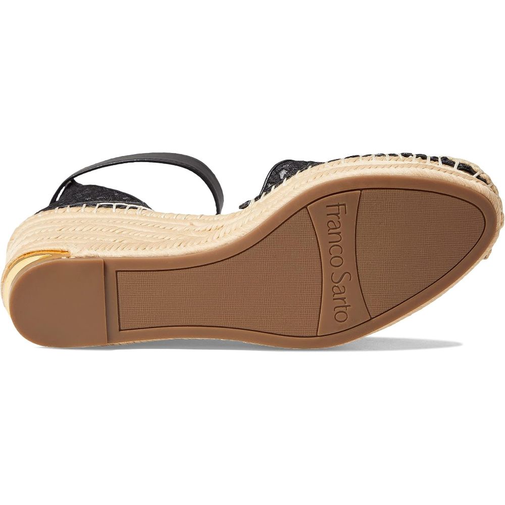 Marsha Black Lace Fabric Franco Sarto Wedge Sandals