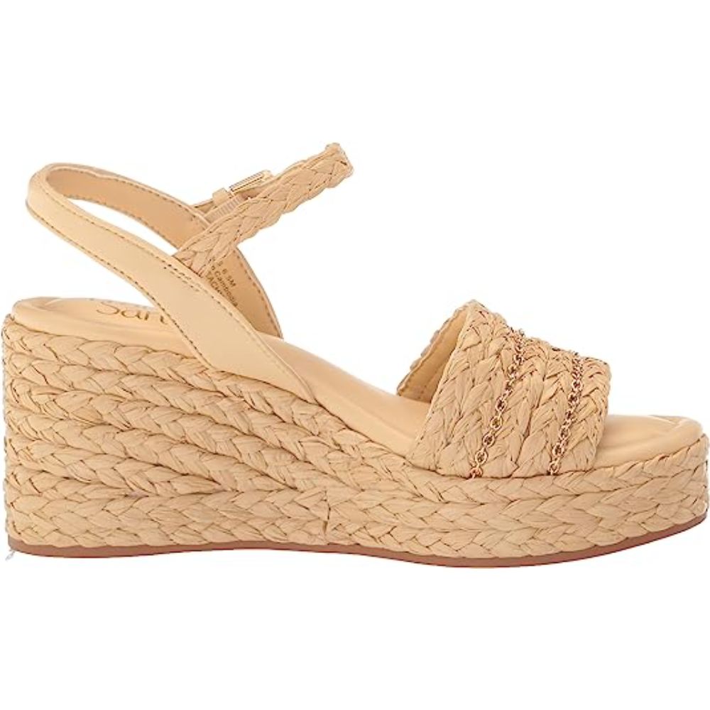 Peachy Natural Raffia Franco Sarto Wedge Sandals