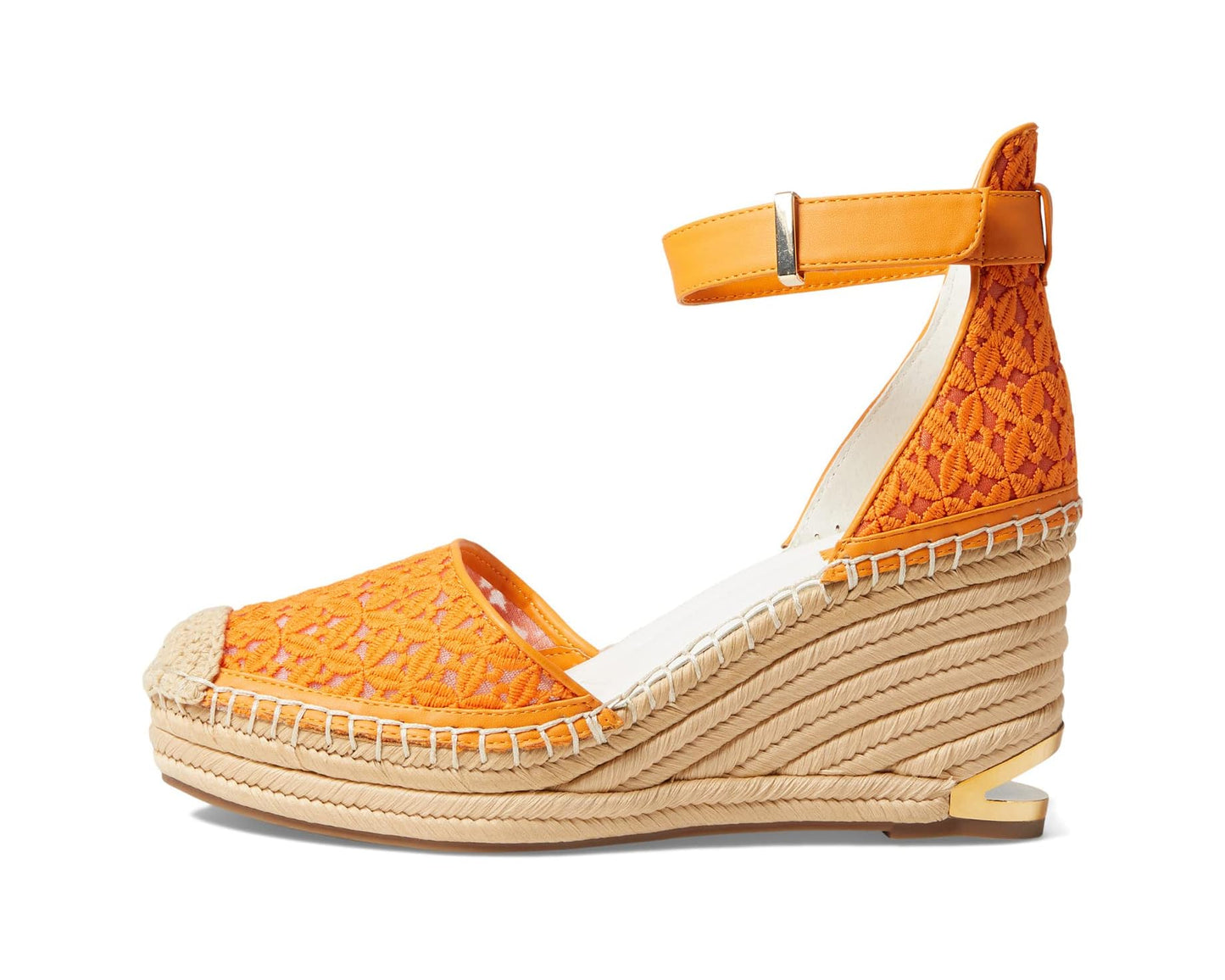 Marsha Orange Lace Fabric Franco Sarto Wedge Sandals