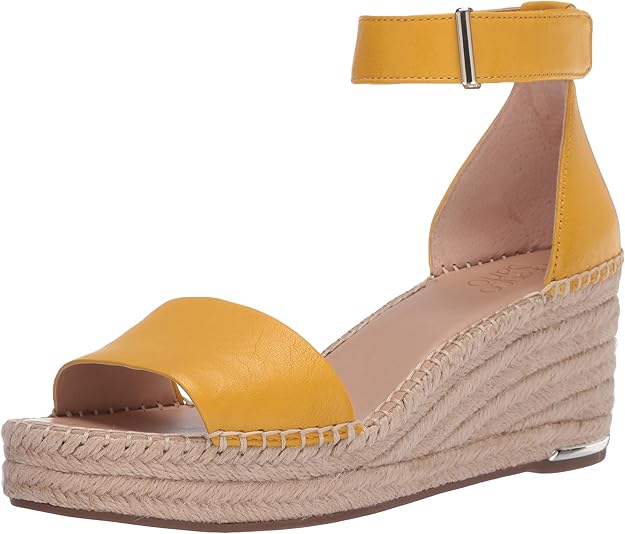 Clemens Yellow Leather Franco Sarto Wedge Sandals