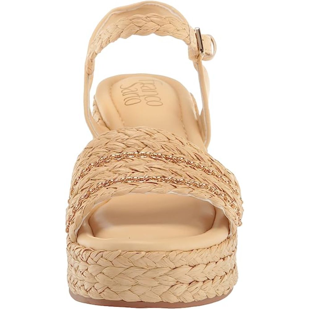 Peachy Natural Raffia Franco Sarto Wedge Sandals
