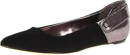 Brielle Black Suede Crackled Leather Calvin Klein Flats