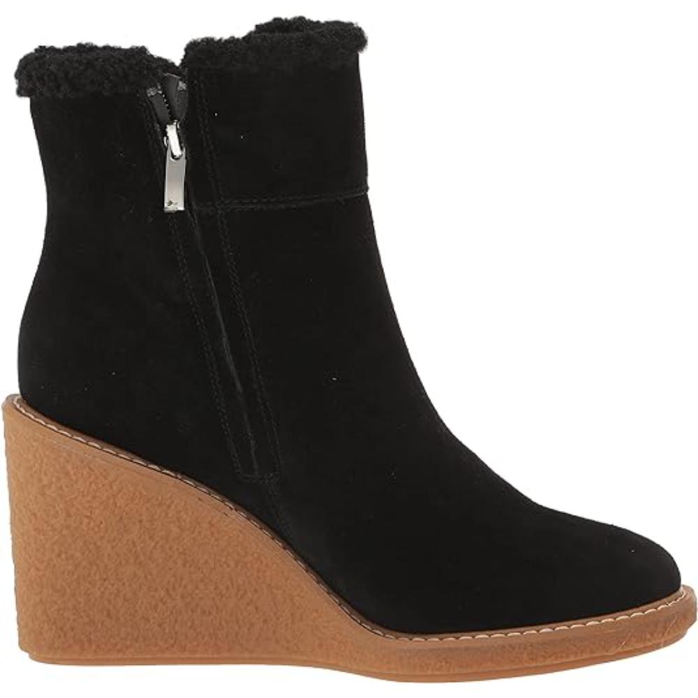Ulayna Black Suede Franco Sarto Ankle Wedge Boots