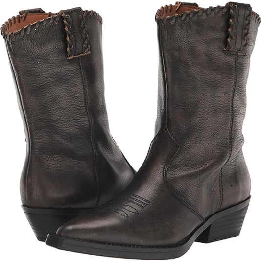 Lance Black Leather Franco Sarto Cowboy Ankle Boots