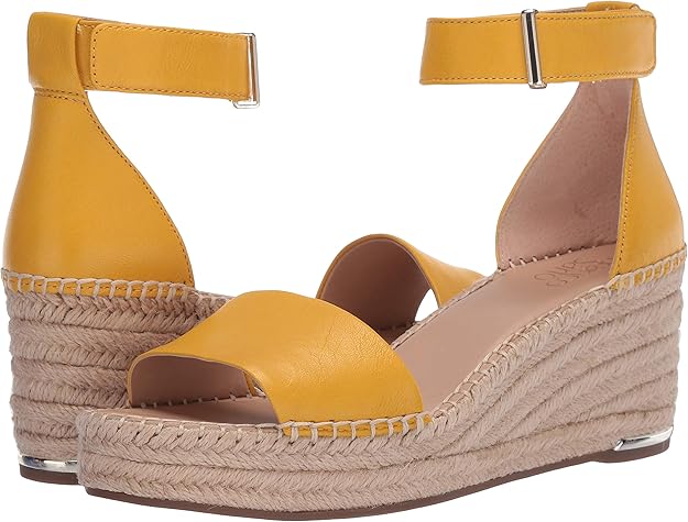 Clemens Yellow Leather Franco Sarto Wedge Sandals